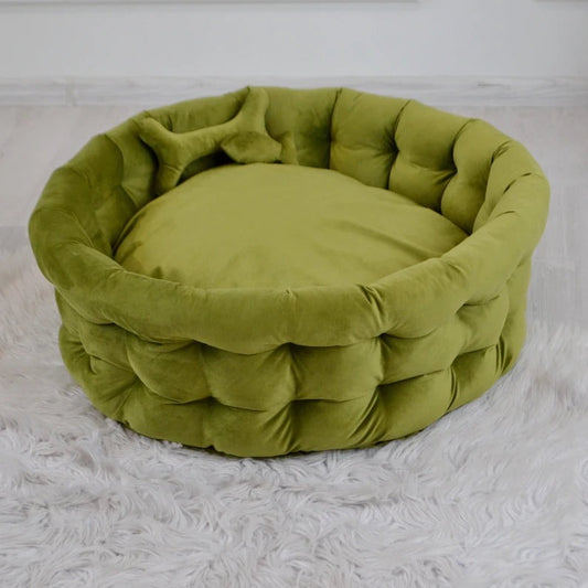 Handgemaakte ronde velvet hondenmand